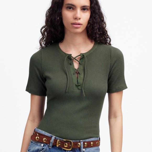 Madewell Tops - NWT Madewell Lace-Up Ribbed Top
